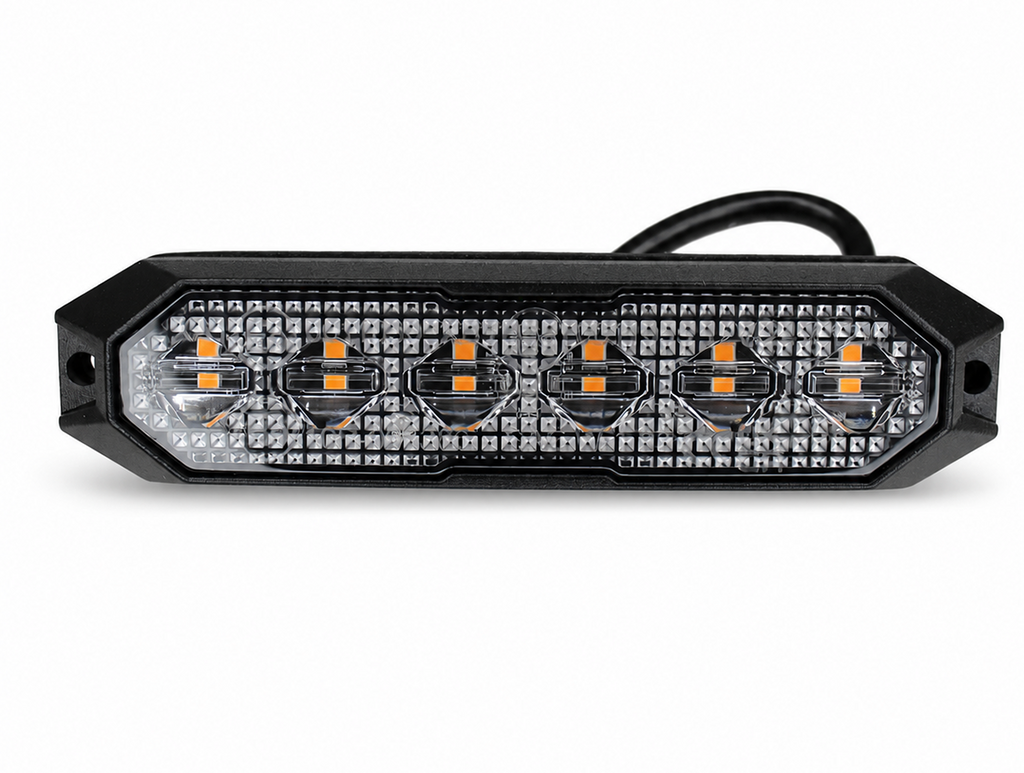 6-LED Amber Surface-Mount Safety Light Pod w/ 16 Flash Patterns – Universal fit