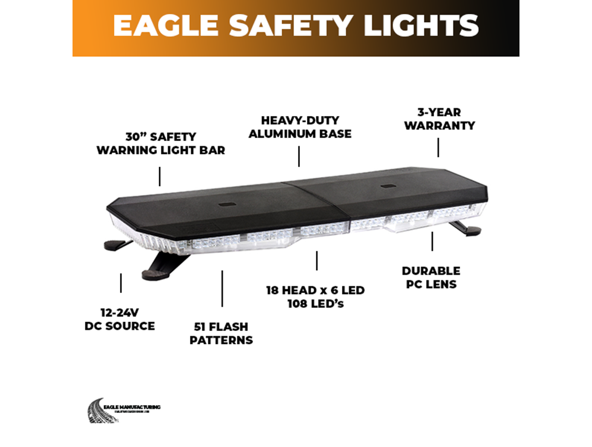 BrightEye Safety Warning LED Light Bar – 30" inch Permanent Mount