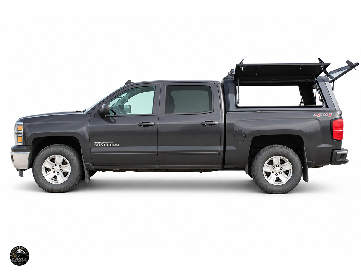 Outdoorsman Canopy – 2014-2026 Silverado 1500 / 2019 Silverado 1500 Legacy, 5'8" Box, Solid Side Doors