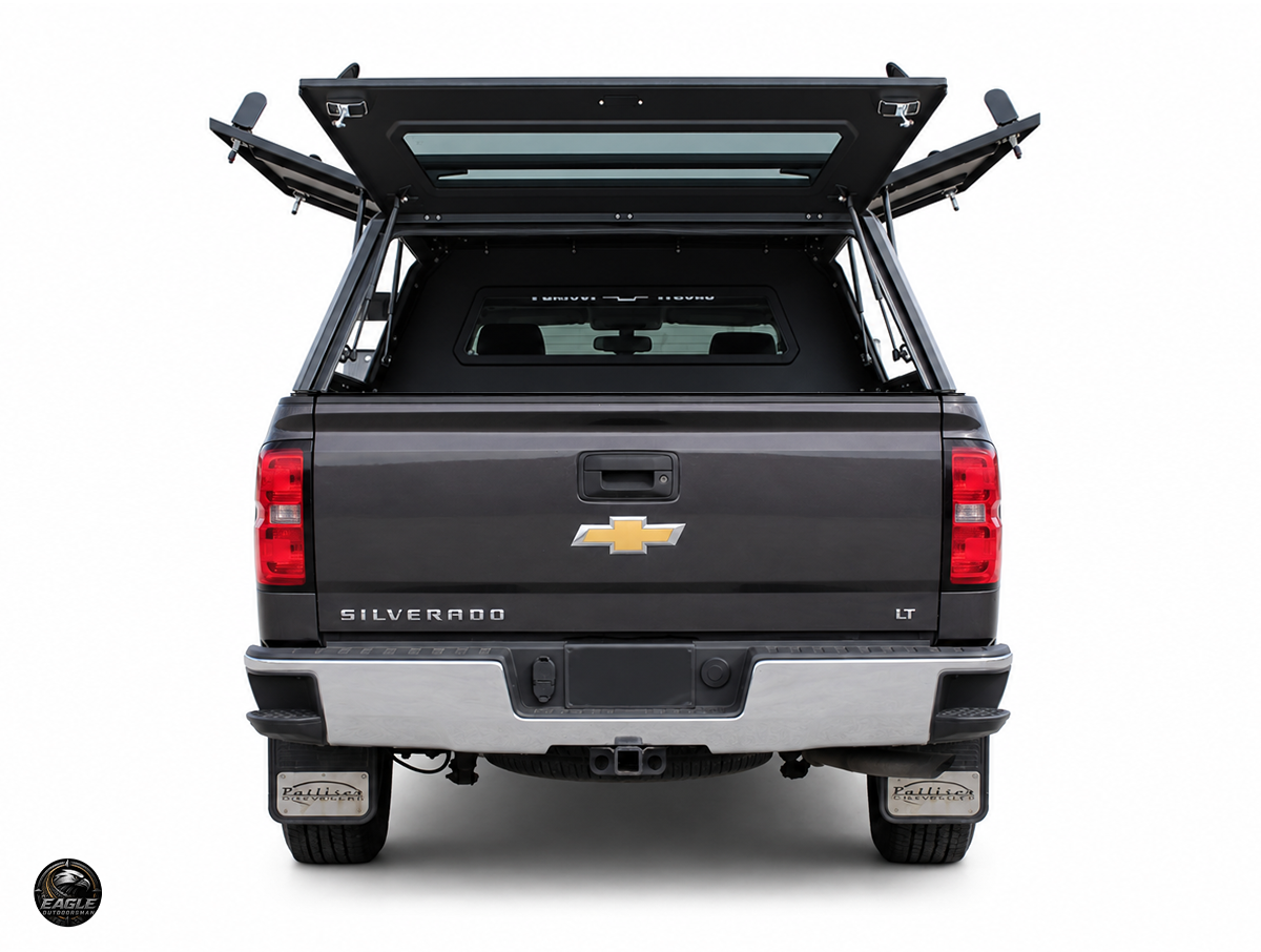 Outdoorsman Canopy – 2014-2026 Silverado 1500 / 2019 Silverado 1500 Legacy, 5'8" Box, Solid Side Doors