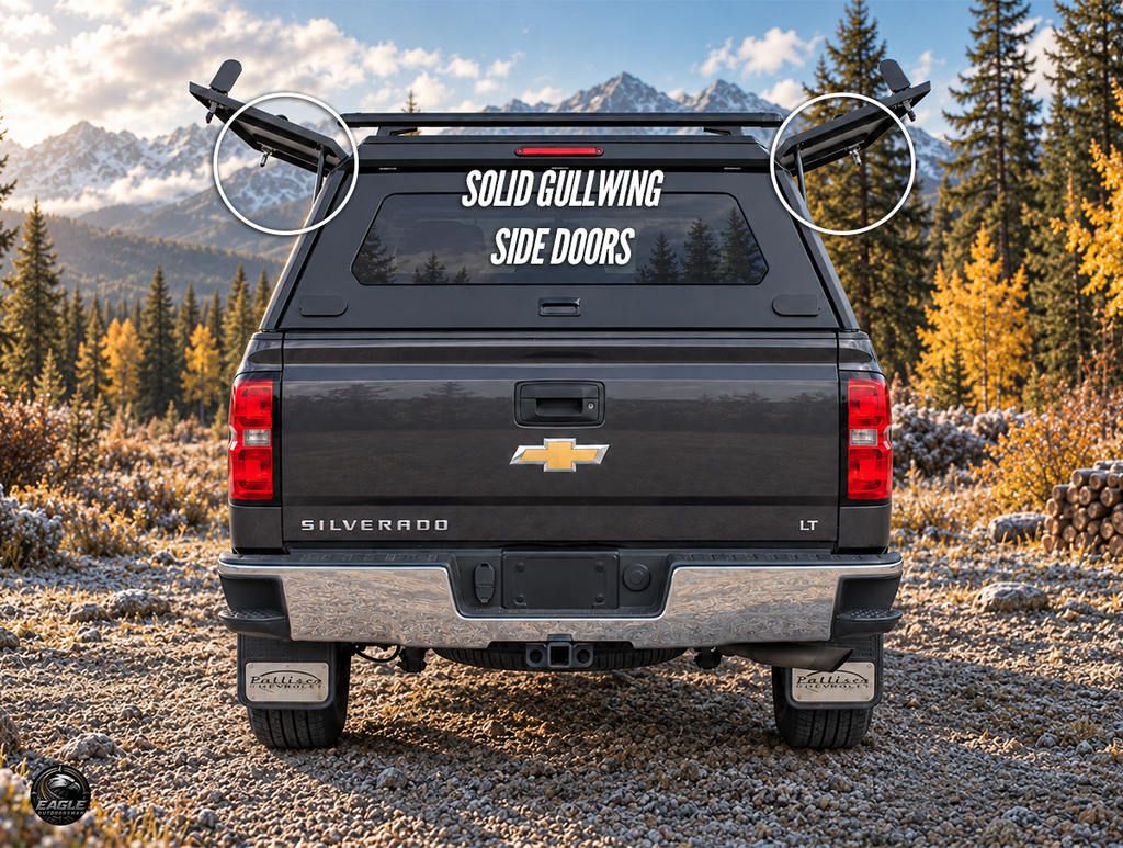 Outdoorsman Canopy – 2014-2026 Silverado 1500 / 2019 Silverado 1500 Legacy, 5'8" Box, Solid Side Doors
