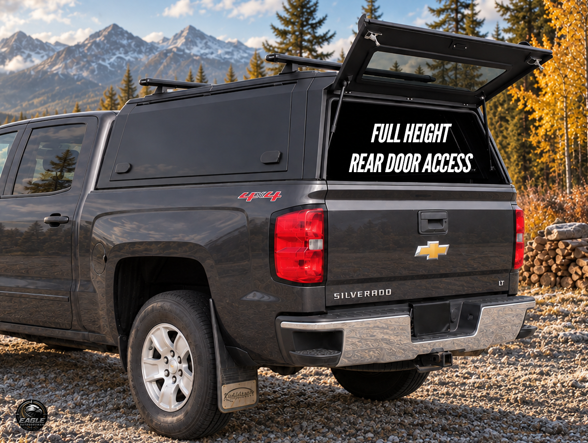 Outdoorsman Canopy – 2014-2026 Silverado 1500 / 2019 Silverado 1500 Legacy, 5'8" Box, Solid Side Doors