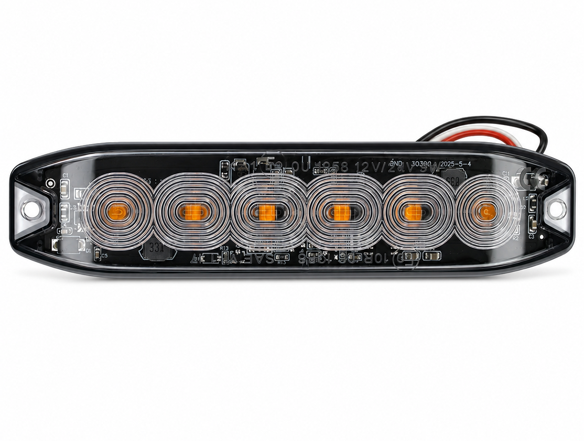 6-LED Amber Safety Light Pod w/ 19 Flash Patterns – Universal fit