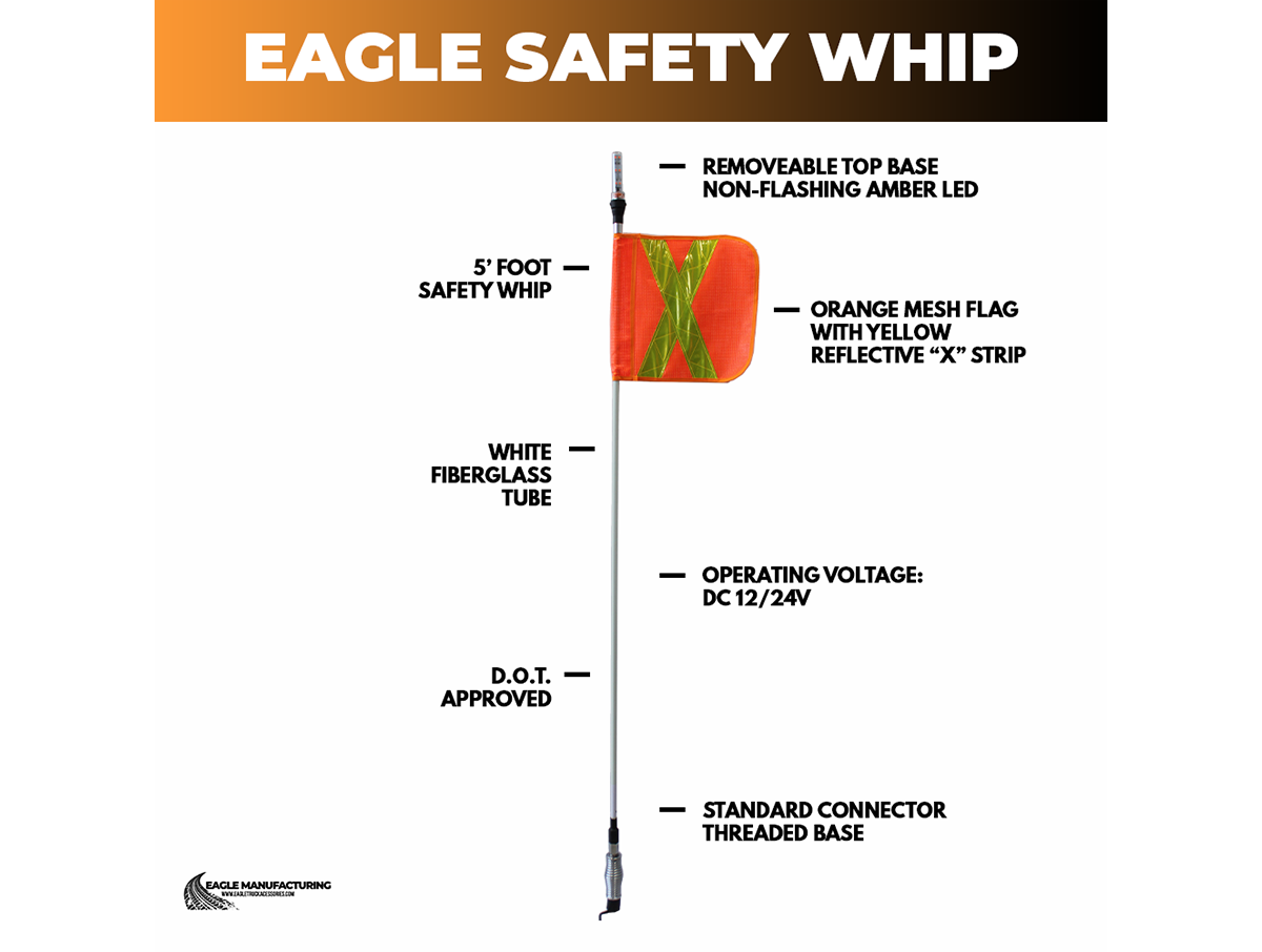 G2 Safety Warning Whip – 5' ft Standard Threaded Connector (Amber LED)