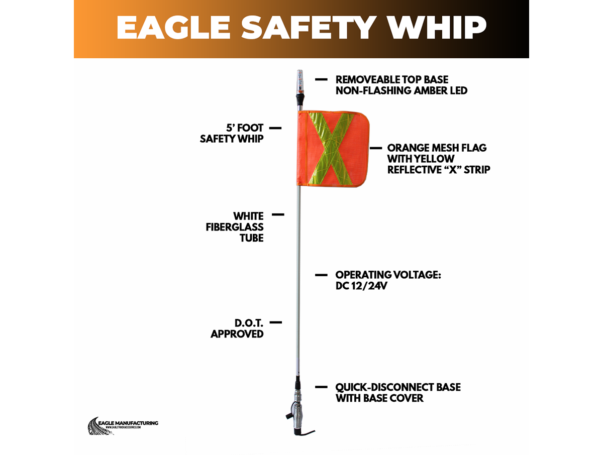 G2 Safety Warning Whip – 5' ft Quick-Disconnect (Amber LED)