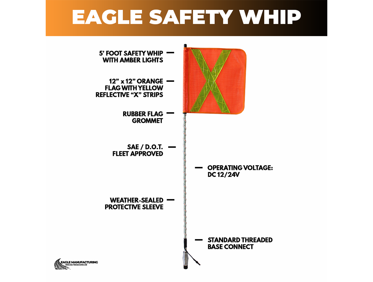 360° LED Safety Warning Whip – 5' ft Standard Threaded Connector
