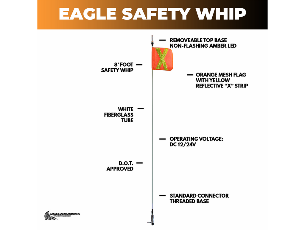 G2 Safety Warning Whip – 8' ft Standard Threaded Connector (Amber LED)