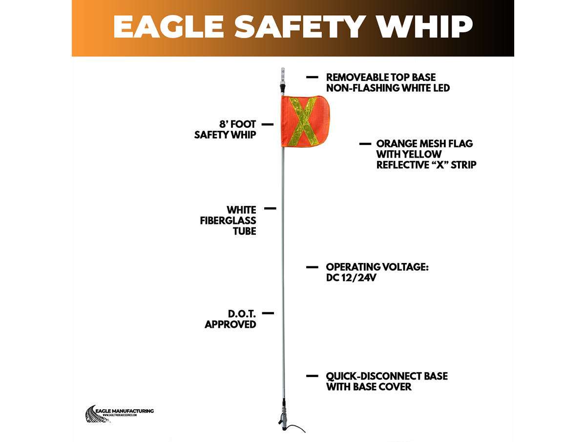 G2 Safety Warning Whip – 8' ft Quick-Disconnect (White LED)