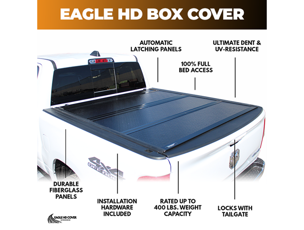 HD Hard Folding Tonneau Cover – 2002-2018 1500 / 2003-2025 2500 +2 more, 8'0" Box