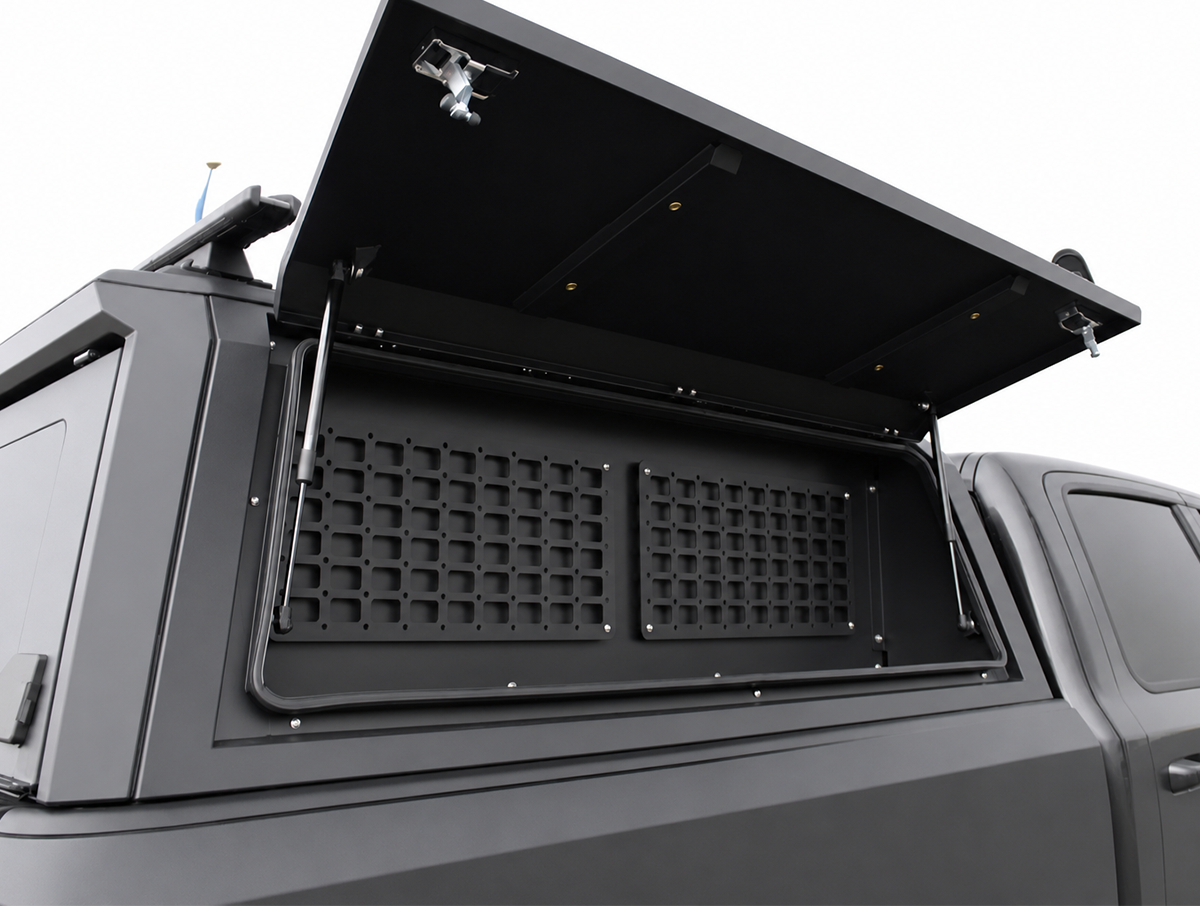 Outdoorsman Canopy Gear-Bin – 2009-2027 1500 / 2009-2027 2500 +10 more, 5'8", 6'6", 5'7", 6'4", 5'5", 6'5", 6'7" Box, Full-Size Trucks - Left Side Mount (5'5" - 6'5" Boxes)