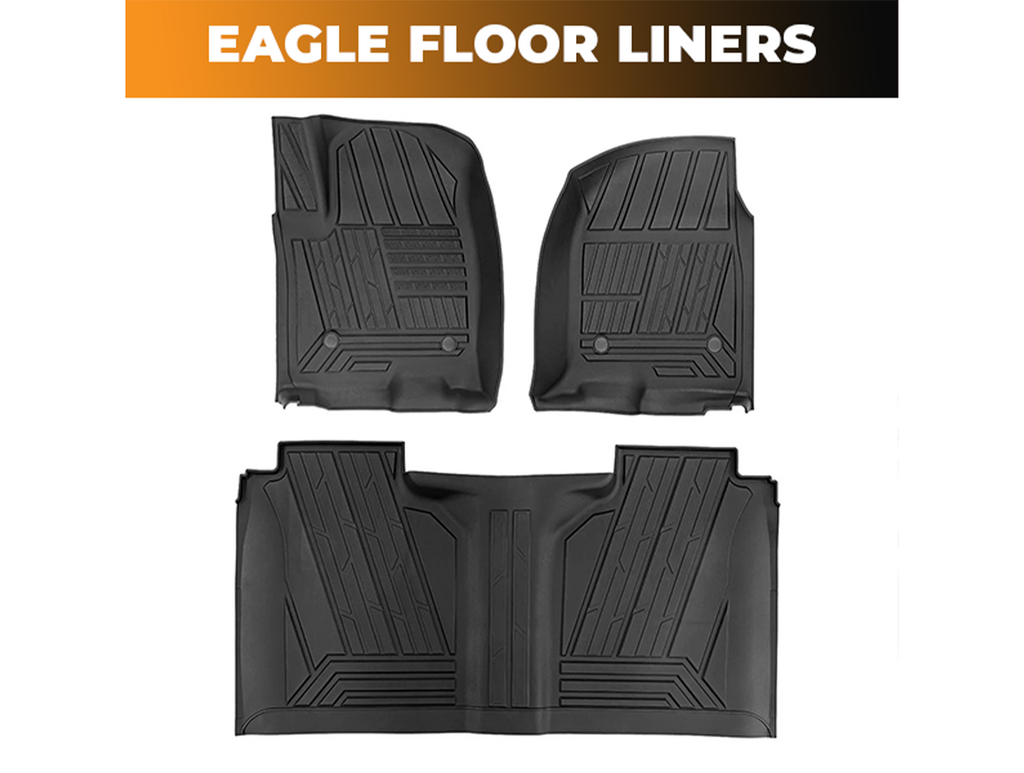 TPE Floor Liners – 2019-2026 Silverado 1500 / 2019-2026 Silverado 2500 HD +4 more, Crew Cab, Front & Second Seat (3 Piece Set)