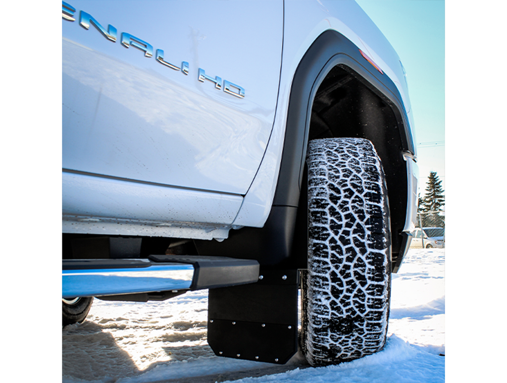 Kick Back Custom Fit Mud Flaps – 2020-2026 Sierra 2500 HD / 2020-2026 Sierra 3500 HD, 12" inch (Stainless Bolts)
