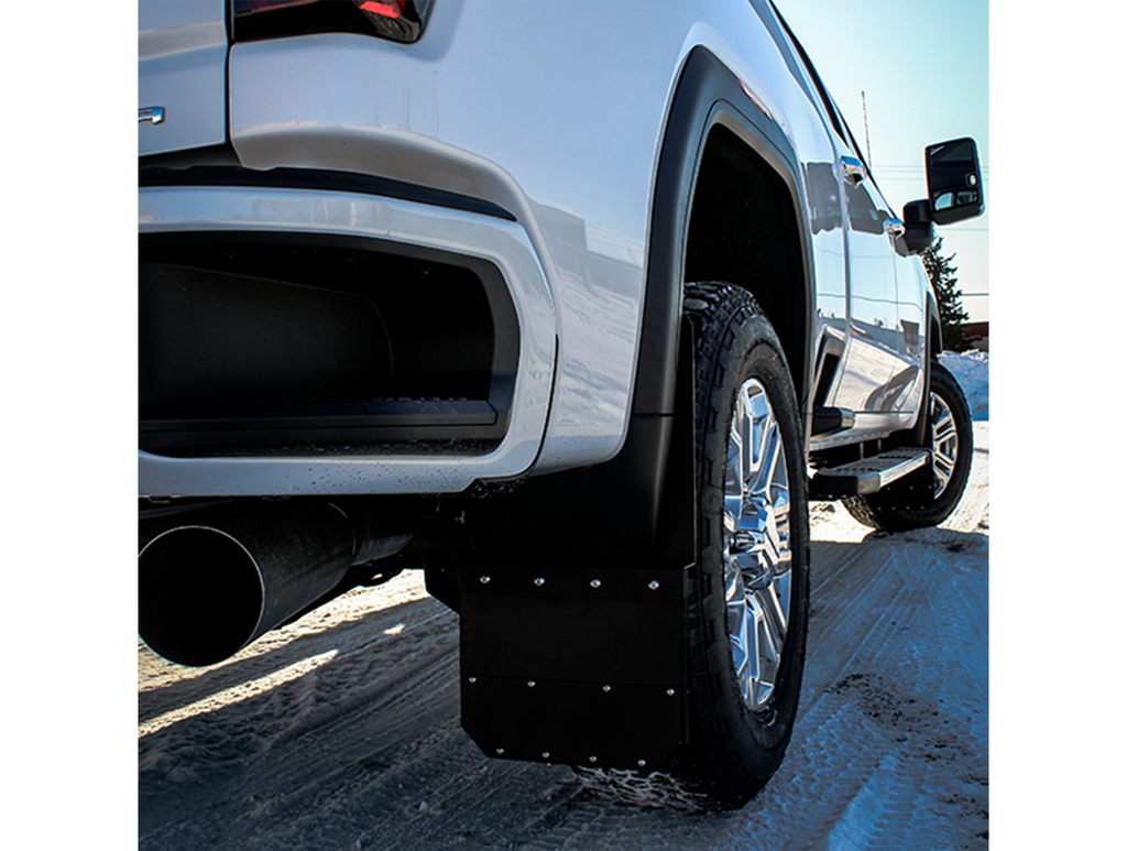 Kick Back Custom Fit Mud Flaps – 2020-2026 Sierra 2500 HD / 2020-2026 Sierra 3500 HD, 12" inch (Stainless Bolts)