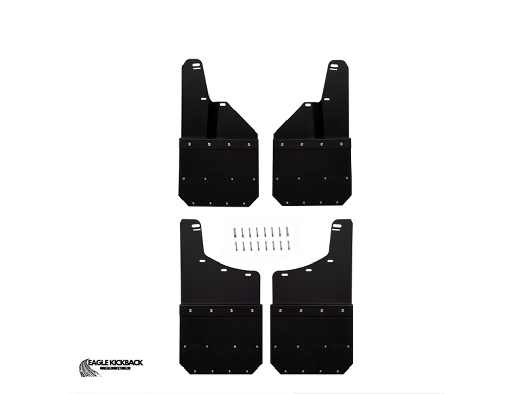 Kick Back Custom Fit Mud Flaps – 2020-2026 Sierra 2500 HD / 2020-2026 Sierra 3500 HD, 12" inch (Stainless Bolts)