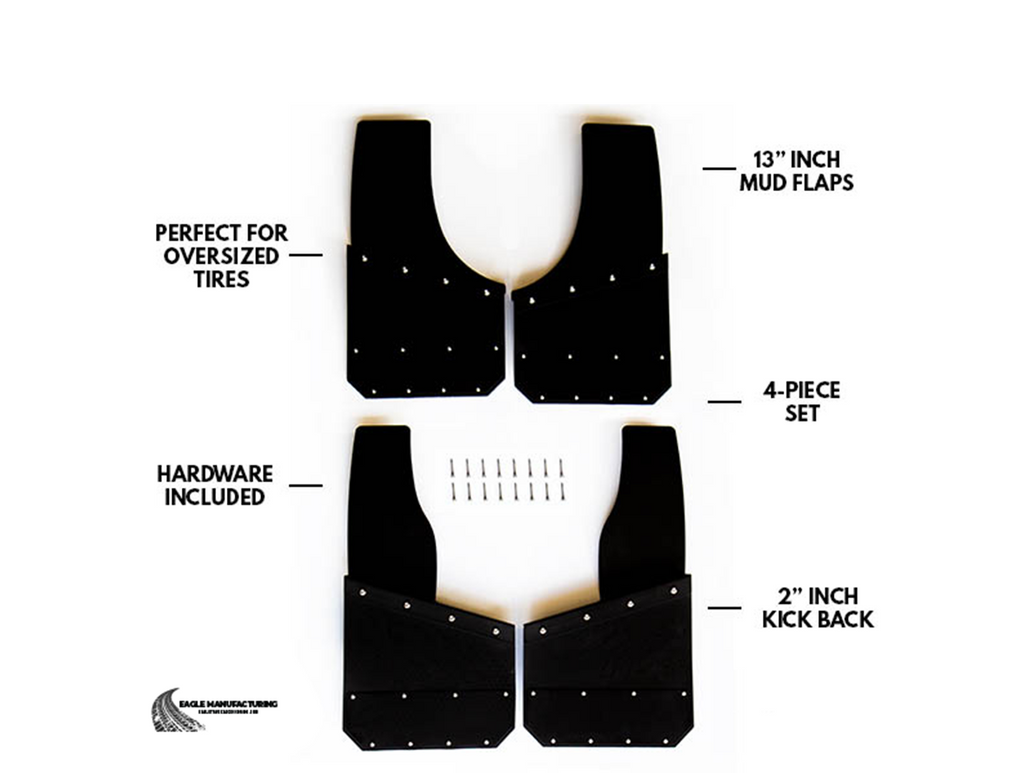 Kick Back Mud Flaps – 13" inch (Black Bolts)