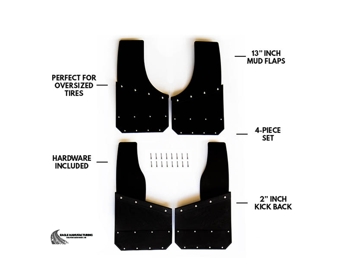 Kick Back Mud Flaps – 13" inch (Black Bolts)