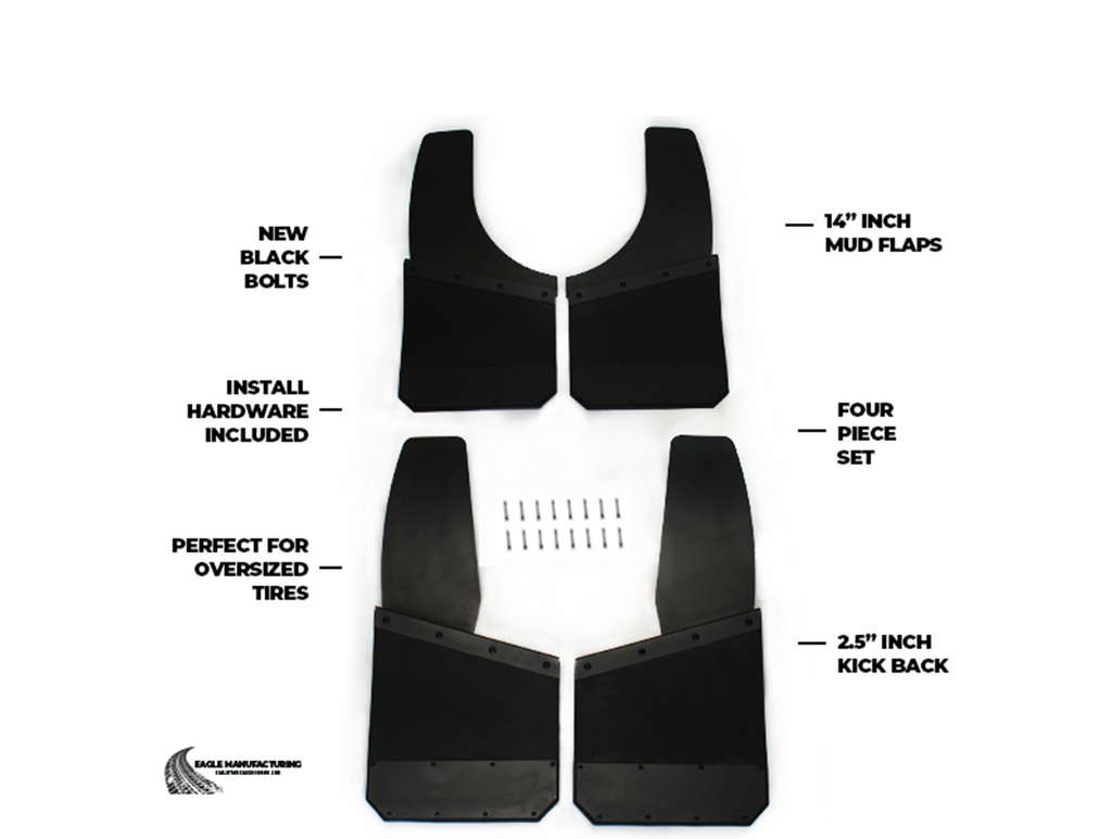 Kick Back Mud Flaps – 14" inch (Stainless Bolts)