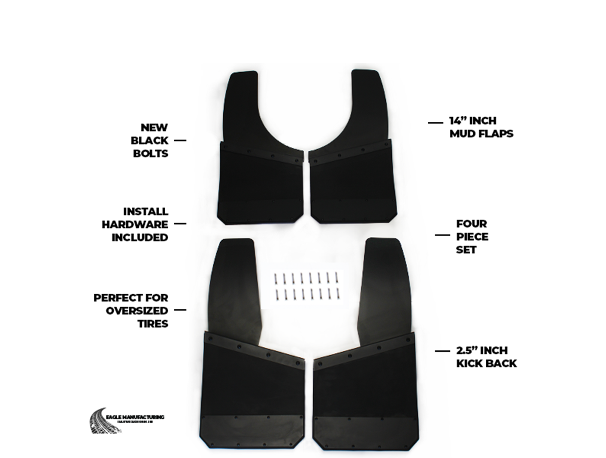 Kick Back Mud Flaps – 14" inch (Stainless Bolts)