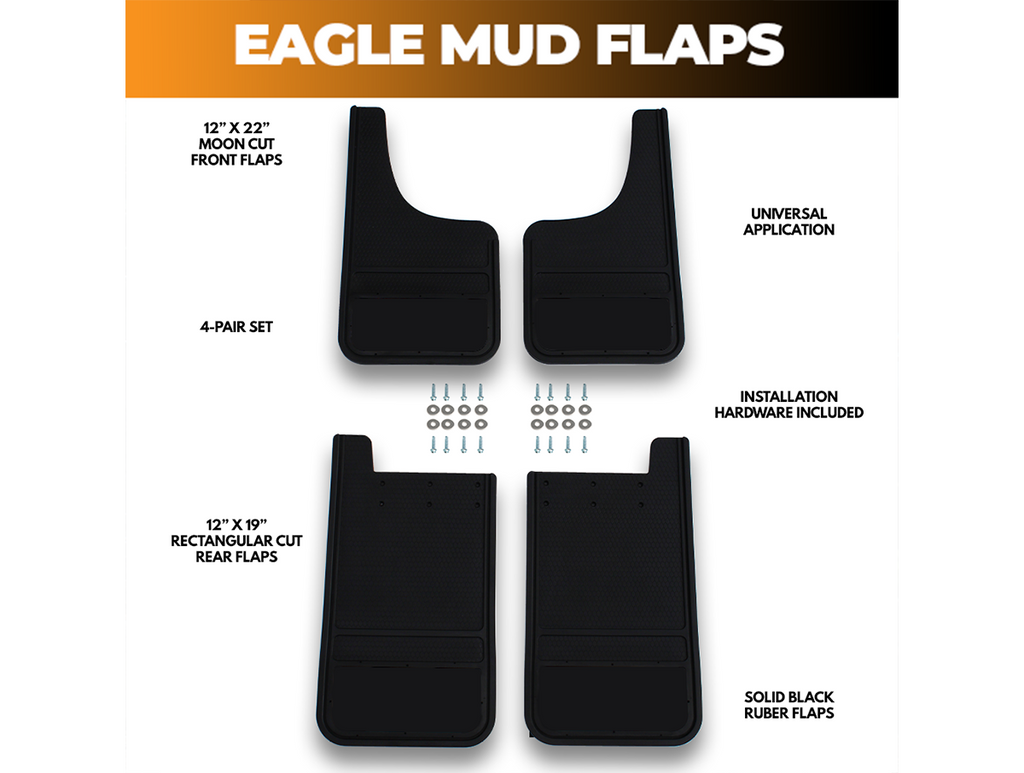 Mud Flaps – Rectangular & Moon Cut (Solid Black)