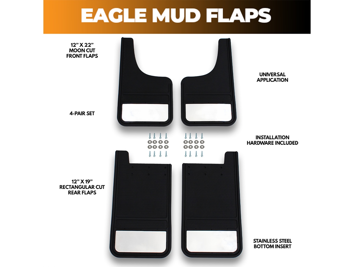 Mud Flaps – Rectangular & Moon Cut (Stainless Insert)