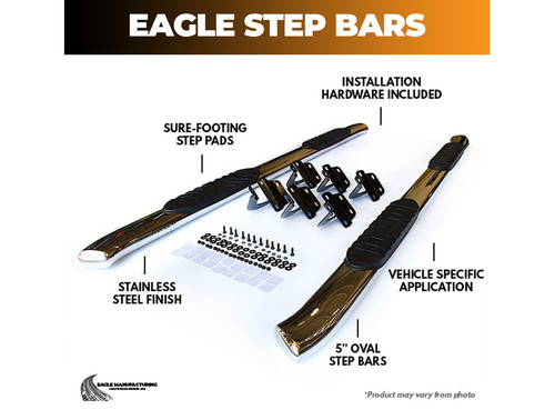 5" Polished Stainless Oval Side Bars – 1999-2016 SuperDuty F-250 / 1999-2016 SuperDuty F-350, Super Cab